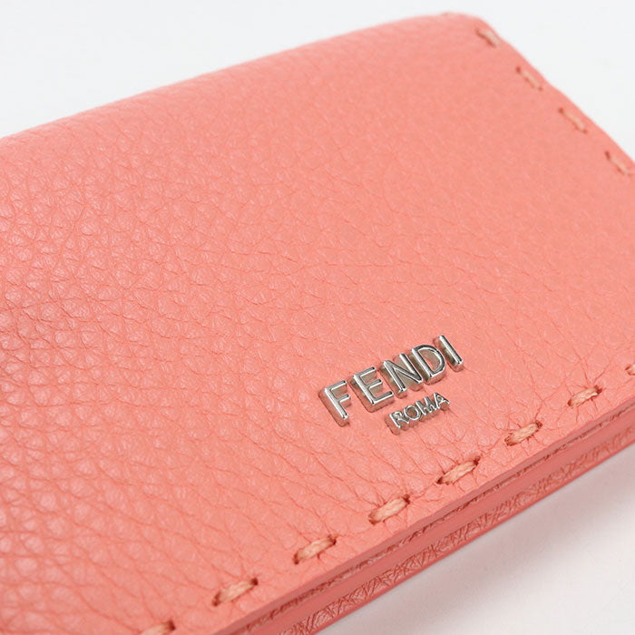 FENDI Selleria Calf Leather Card Case - Pink