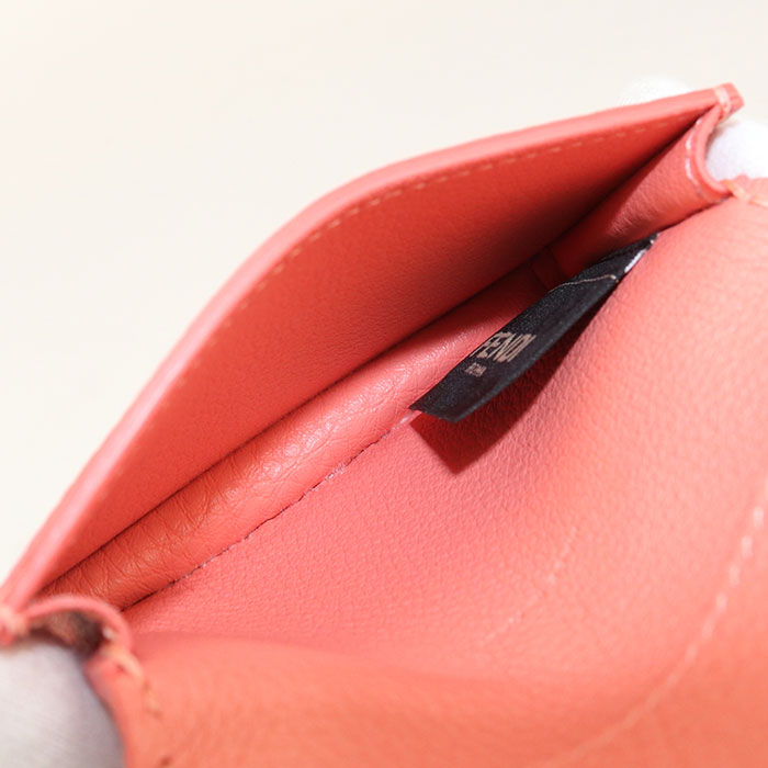 FENDI Selleria Calf Leather Card Case - Pink