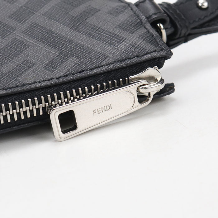 FENDI ダイアゴナル レザー クラッチバッグ - ブラック
