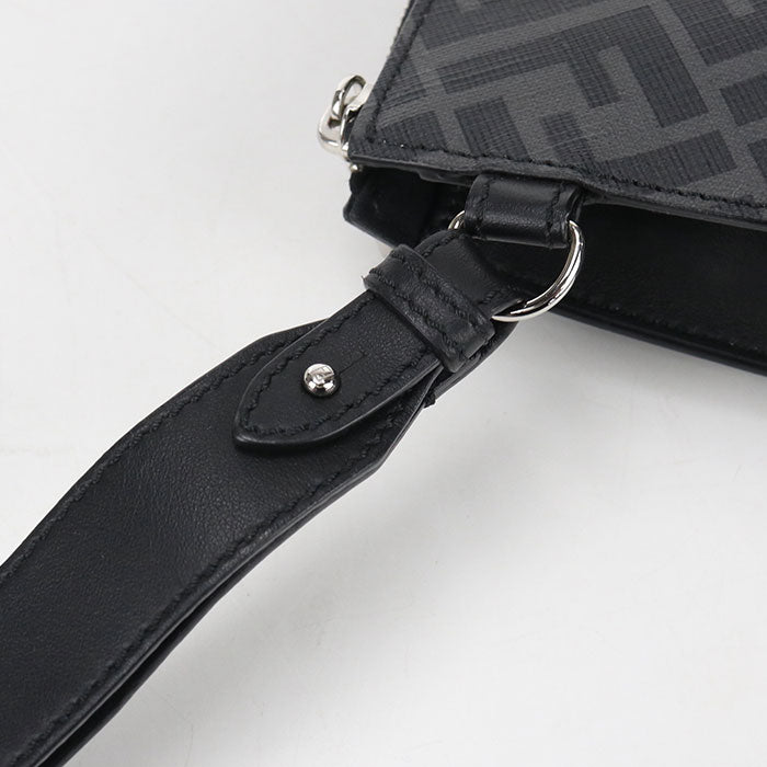 FENDI ダイアゴナル レザー クラッチバッグ - ブラック