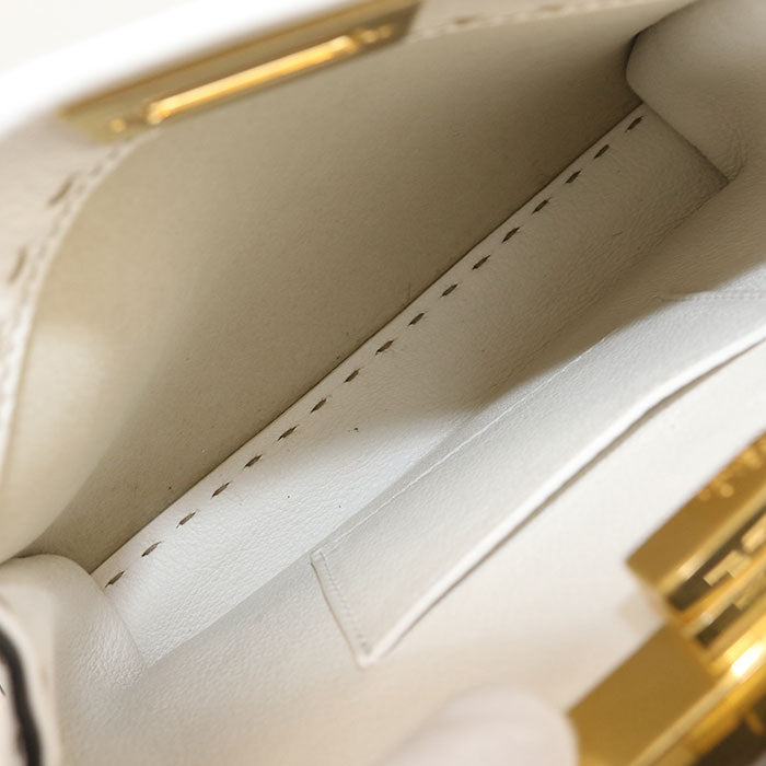 FENDI Peekaboo Mini Selleria Calfskin Handbag/Shoulder Bag - White