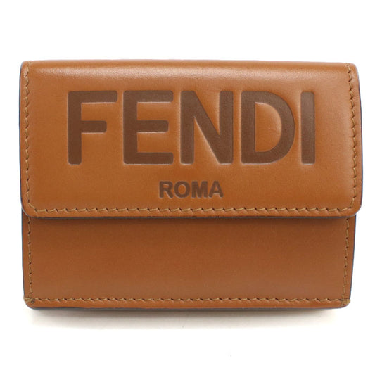 FENDI フェンディ ローマ カーフレザー 三つ折り財布 コンパクトウォレット - ブラウン