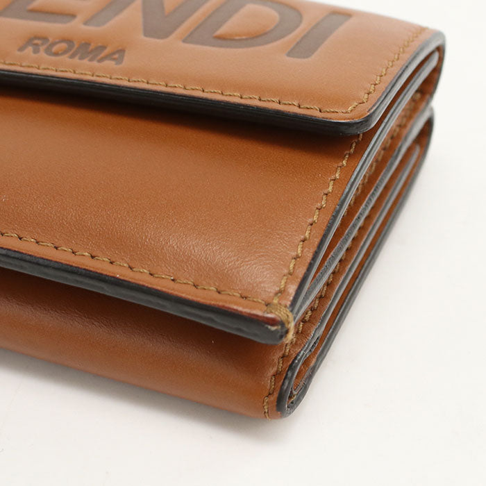 FENDI フェンディ ローマ カーフレザー 三つ折り財布 コンパクトウォレット - ブラウン