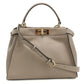 FENDI Peekaboo Medium Calfskin Handbag Shoulder Bag - Gray