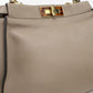 FENDI Peekaboo Medium Calfskin Handbag Shoulder Bag - Gray