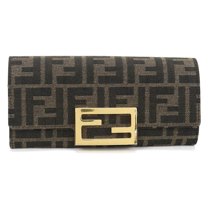 FENDI ズッカ ジャカード 二つ折り長財布 ロングウォレット - ブラウン