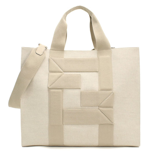 FENDI FFロゴ キャンバス トートバッグ ショルダーバッグ - ベージュ