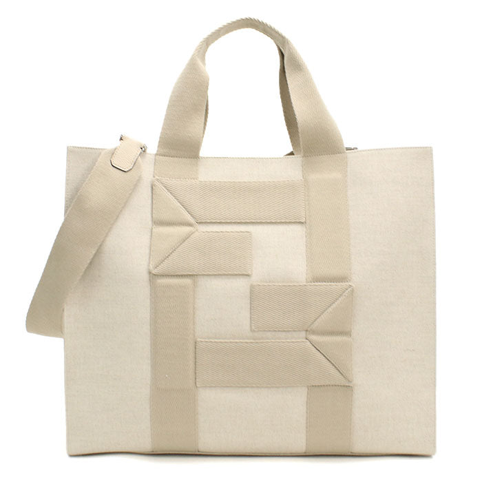 FENDI FFロゴ キャンバス トートバッグ ショルダーバッグ - ベージュ