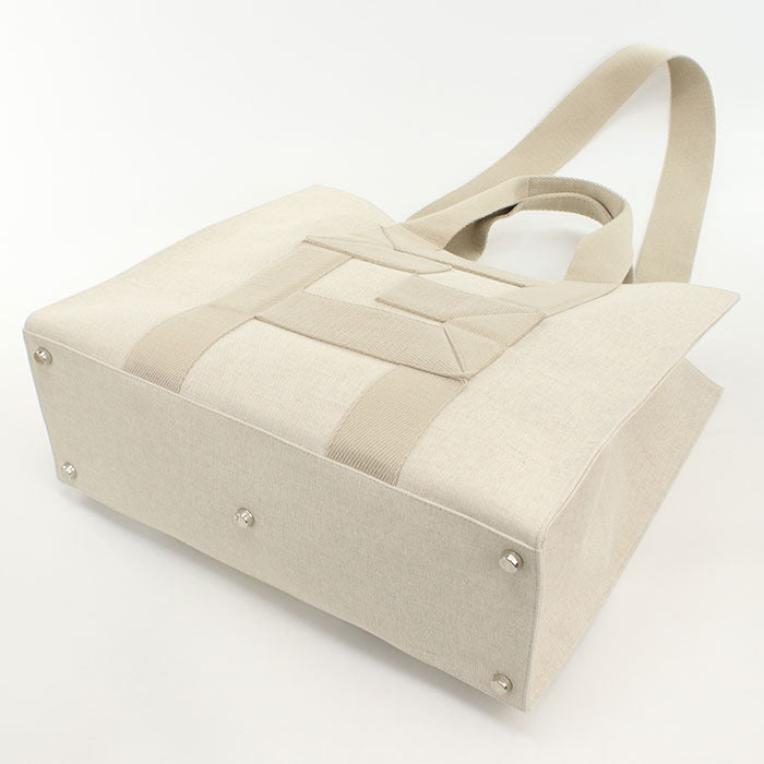 FENDI FFロゴ キャンバス トートバッグ ショルダーバッグ - ベージュ