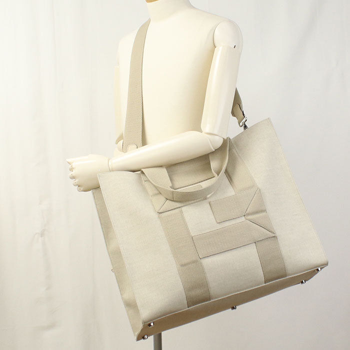 FENDI FFロゴ キャンバス トートバッグ ショルダーバッグ - ベージュ