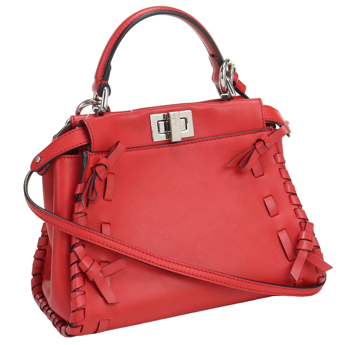 FENDI Peekaboo Mini Handbag/Shoulder Bag - Red