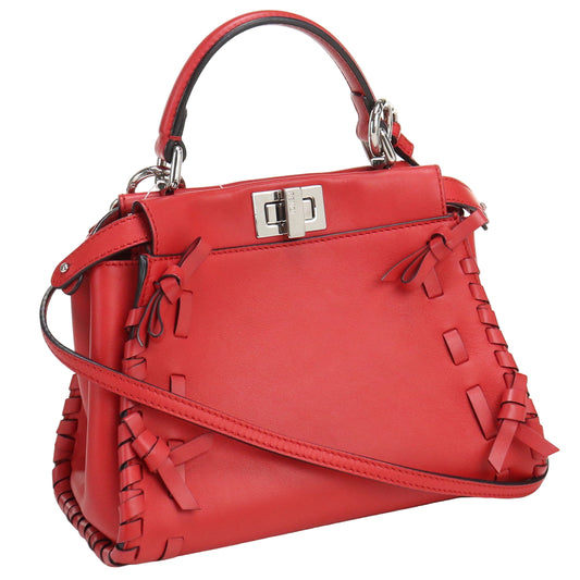 FENDI Peekaboo Mini Handbag/Shoulder Bag - Red