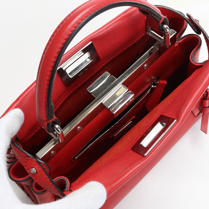 FENDI Peekaboo Mini Handbag/Shoulder Bag - Red
