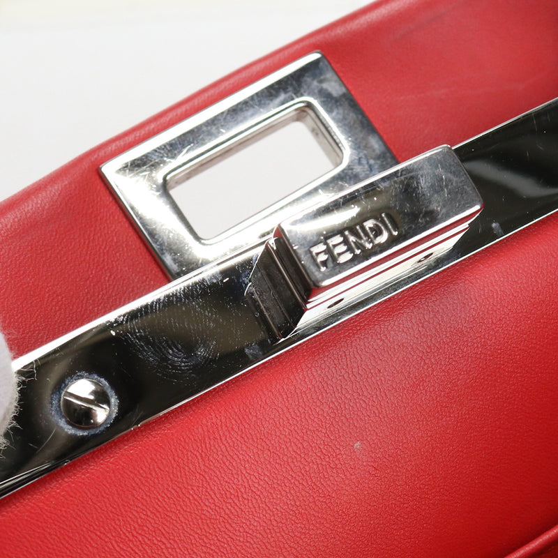 FENDI Peekaboo Mini Handbag/Shoulder Bag - Red