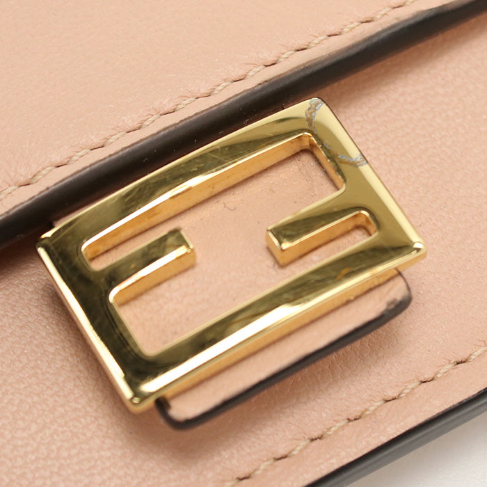 FENDI Baguette Card Case Leather Compact Wallet - Pink Beige