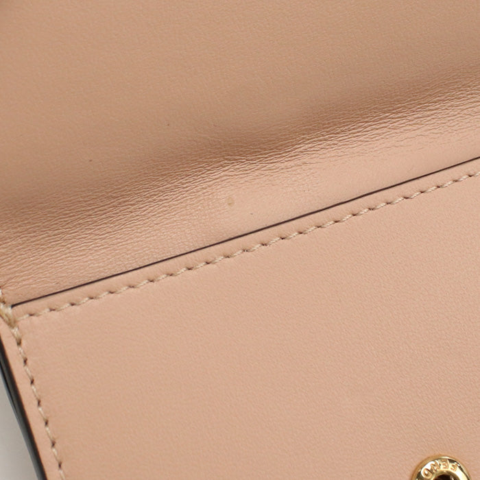 FENDI Baguette Card Case Leather Compact Wallet - Pink Beige