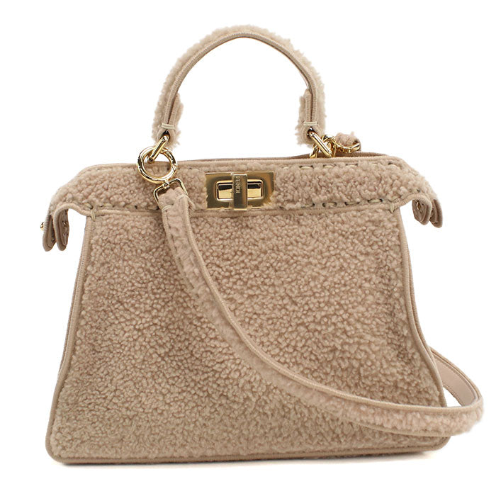 FENDI Peekaboo Iseeu Small Shearling Handbag/Shoulder Bag - Pink