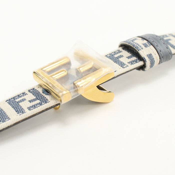 FENDI FF Belt Reversible Canvas and Leather Belt - Blue