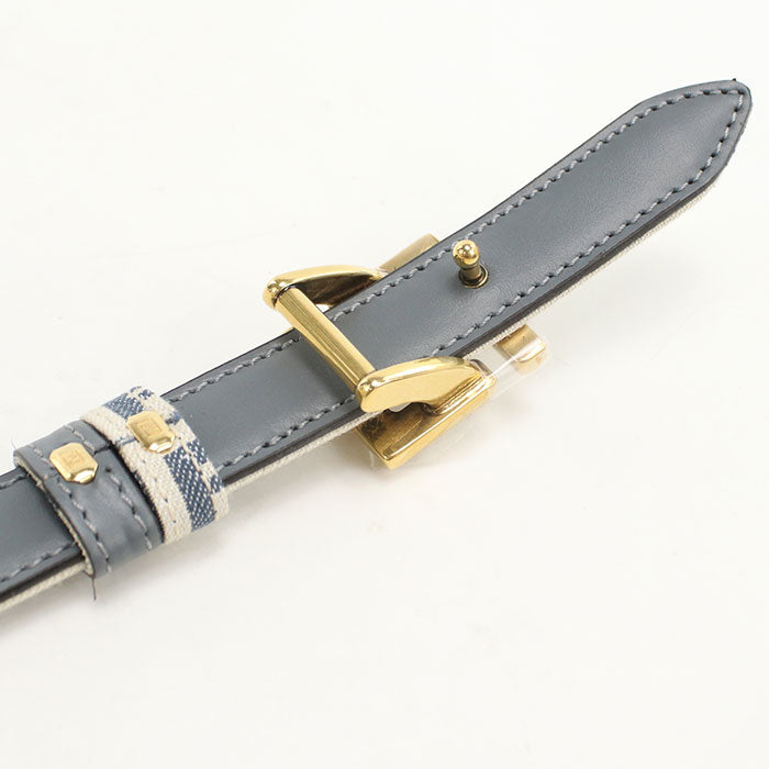 FENDI FF Belt Reversible Canvas and Leather Belt - Blue