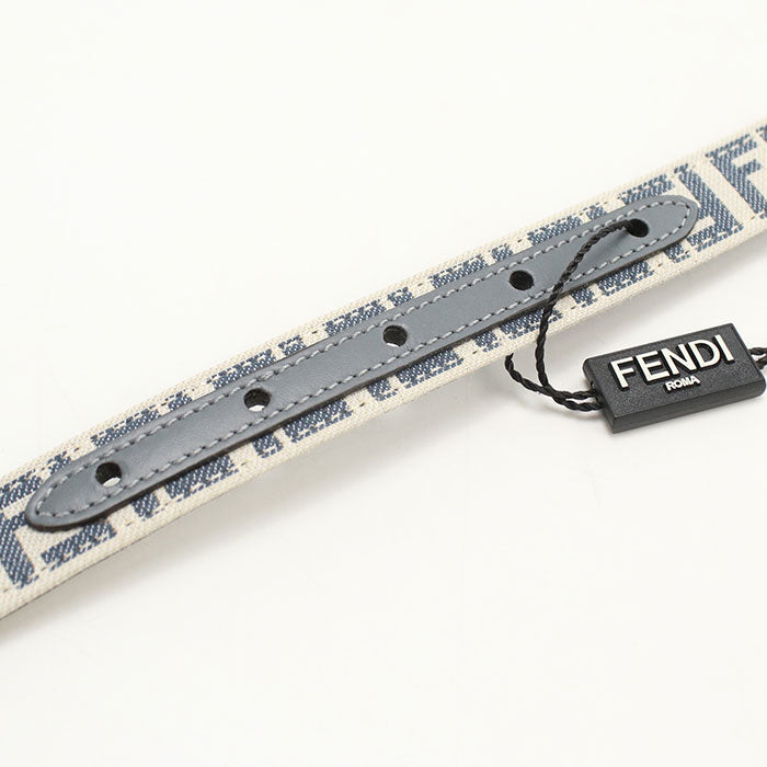 FENDI FF Belt Reversible Canvas and Leather Belt - Blue
