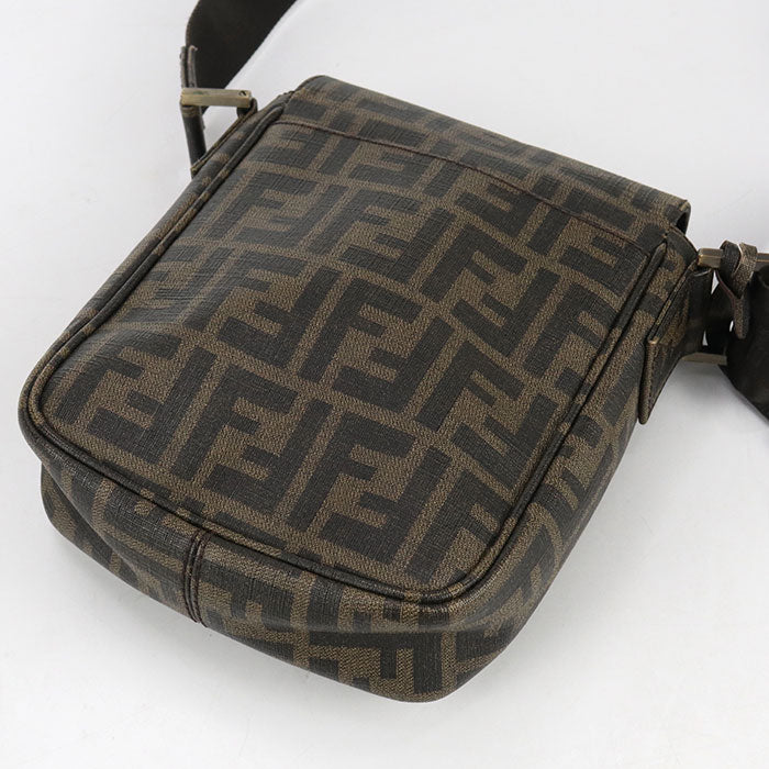 FENDI Zucca FF Messenger PVC Shoulder Bag - Brown