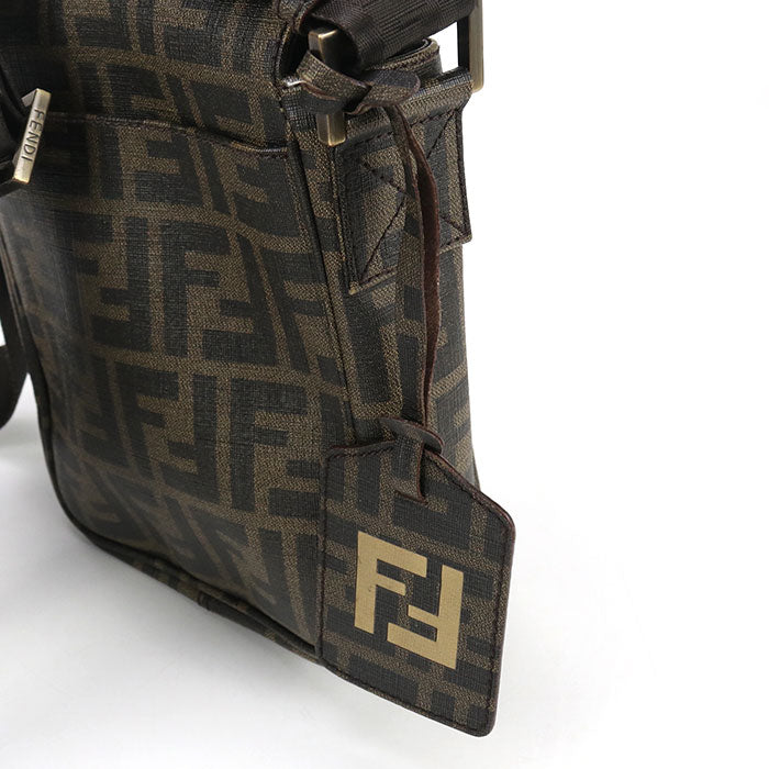 FENDI Zucca FF Messenger PVC Shoulder Bag - Brown