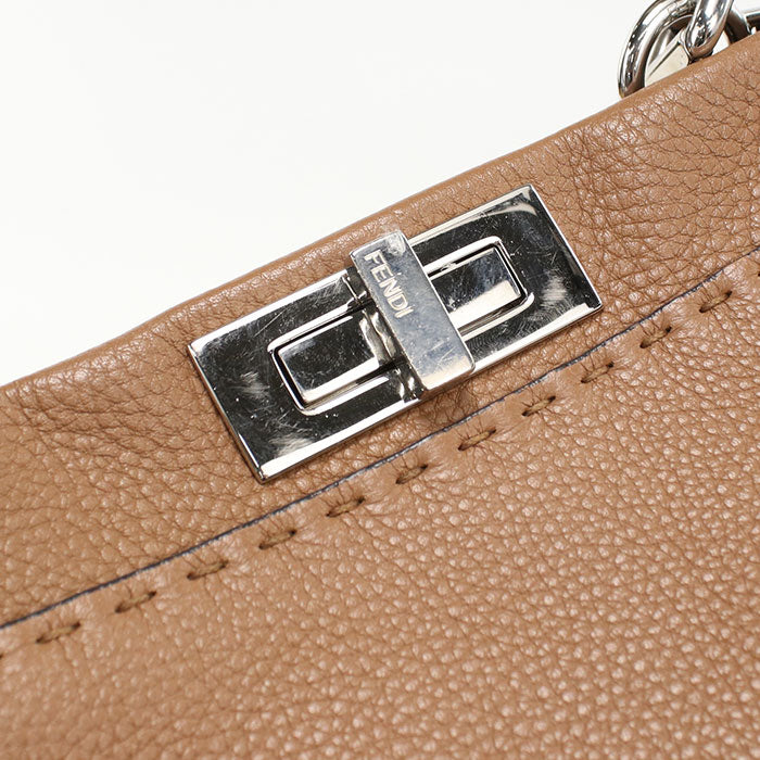 FENDI Peekaboo Selleria Calfskin Handbag/Shoulder Bag - Brown