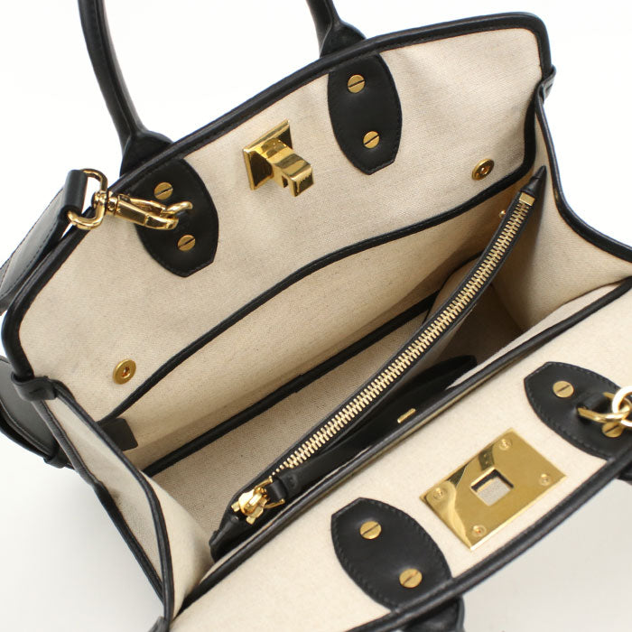 FERRAGAMO Gancini Canvas Tote Bag/Shoulder Bag - White