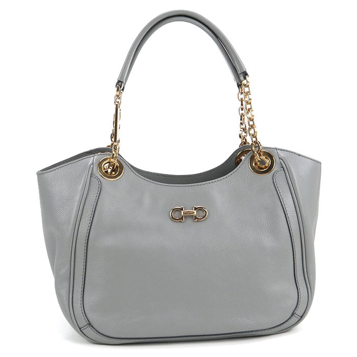 FERRAGAMO Gancini Calfskin Handbag - Grey