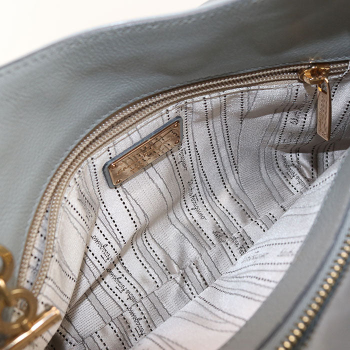 FERRAGAMO Gancini Calfskin Handbag - Grey