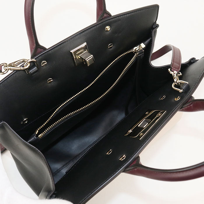 FERRAGAMO Gancini Calfskin Handbag/Shoulder Bag - Pink and Brown