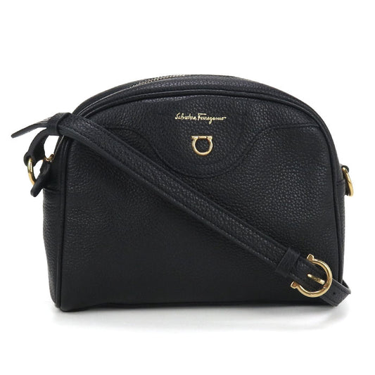 FERRAGAMO Gancini Calfskin Shoulder Bag - Black