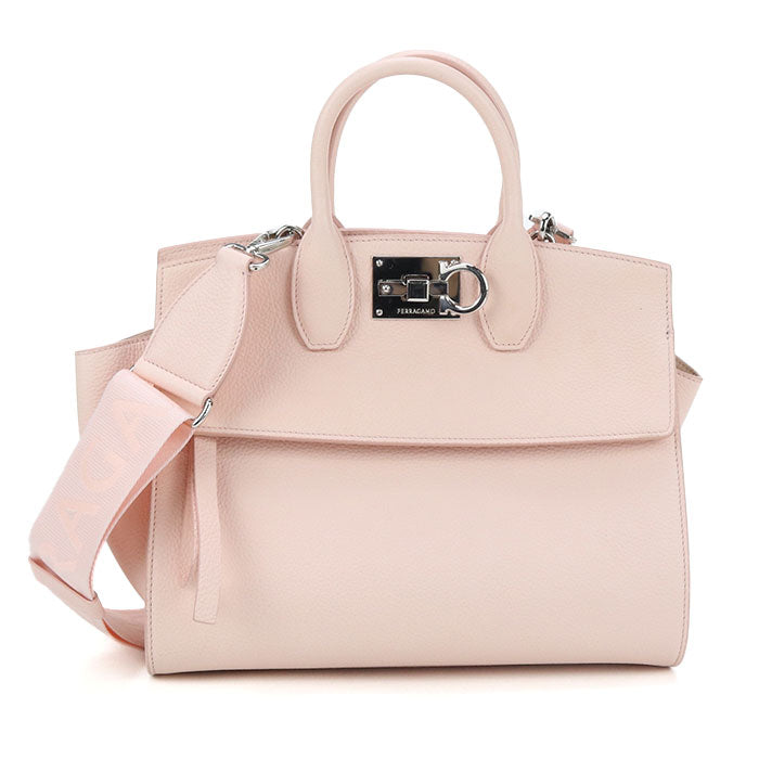 FERRAGAMO Gancini Calfskin Handbag/Shoulder Bag - Pink
