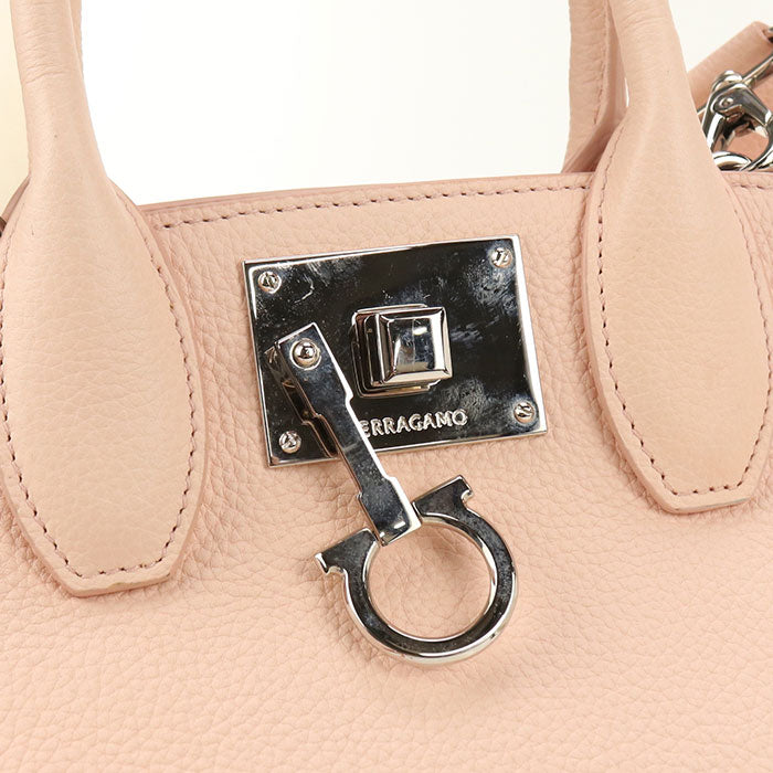 FERRAGAMO Gancini Calfskin Handbag/Shoulder Bag - Pink