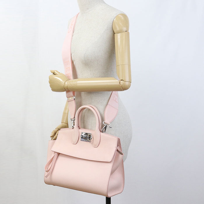 FERRAGAMO Gancini Calfskin Handbag/Shoulder Bag - Pink