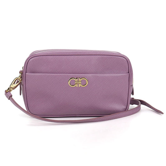 FERRAGAMO Gancini Calfskin Shoulder Bag - Purple
