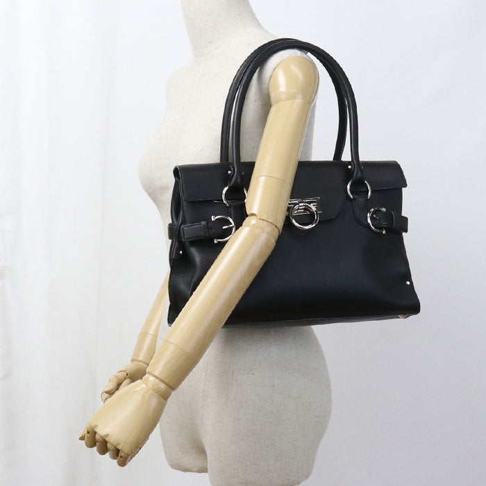 FERRAGAMO ガンチーニ カーフ トートバッグ - ブラック