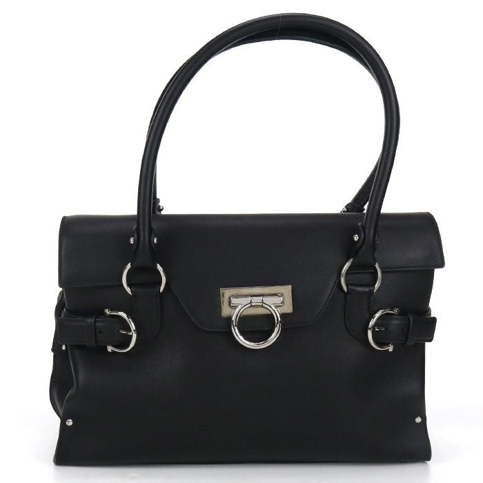 FERRAGAMO ガンチーニ カーフ トートバッグ - ブラック