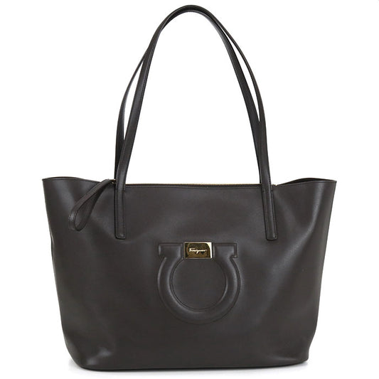 FERRAGAMO Gancini Calfskin Tote Bag - Brown