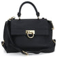 FERRAGAMO Gancini Calfskin Handbag/Shoulder Bag - Black