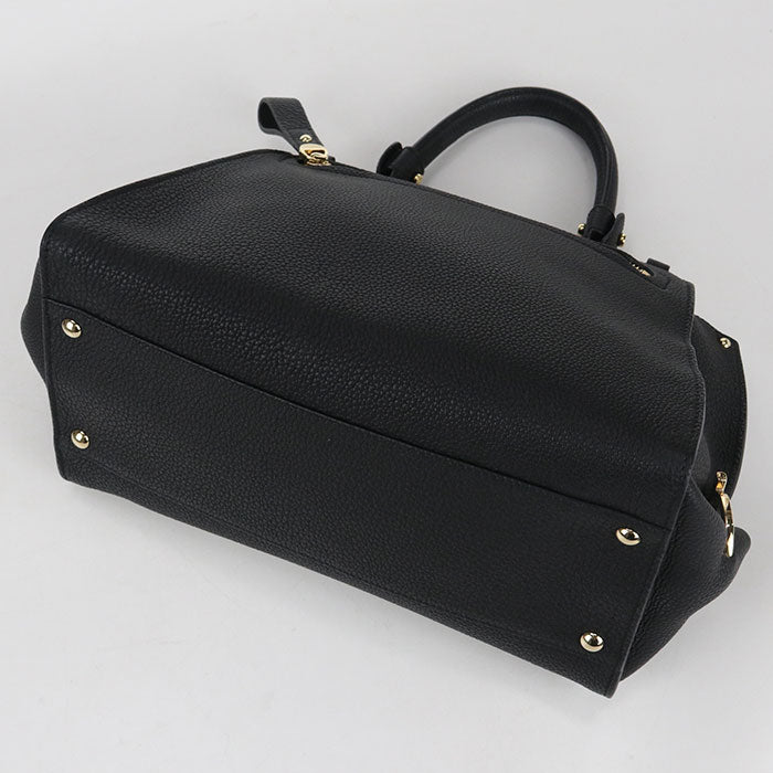 FERRAGAMO Gancini Calfskin Handbag/Shoulder Bag - Black