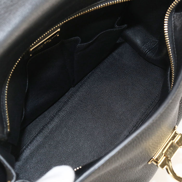 FERRAGAMO Gancini Calfskin Handbag/Shoulder Bag - Black