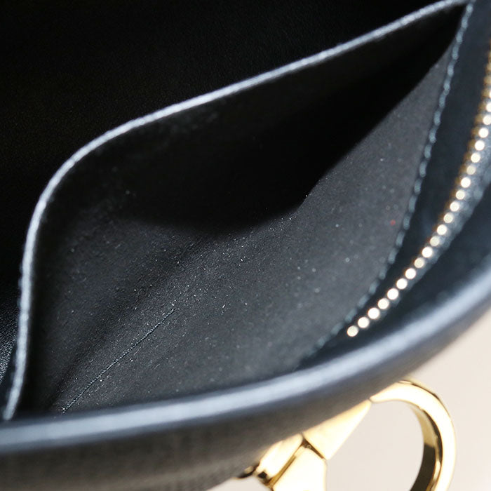 FERRAGAMO Gancini Calfskin Handbag/Shoulder Bag - Black