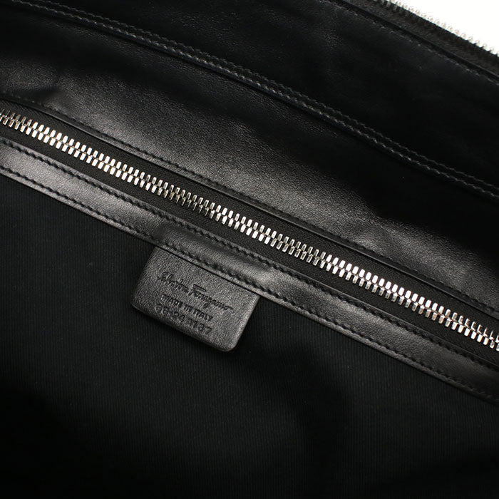 FERRAGAMO Gancini Jacquard Boston Bag, Tote Bag, Shoulder Bag - Black