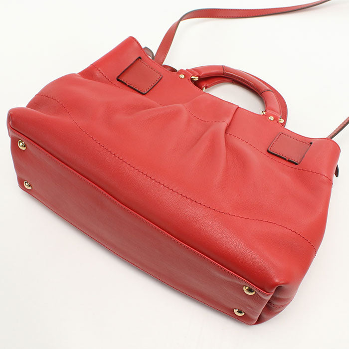 FERRAGAMO Gancini Calf Leather Handbag/Shoulder Bag - Red