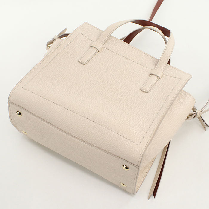 FERRAGAMO Amy Gancini Calf Leather Handbag/Shoulder Bag - Beige