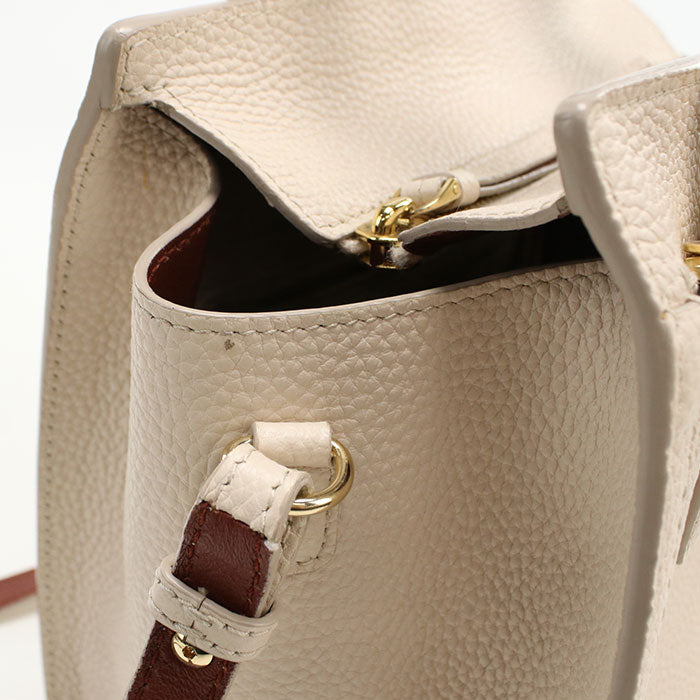 FERRAGAMO Amy Gancini Calf Leather Handbag/Shoulder Bag - Beige