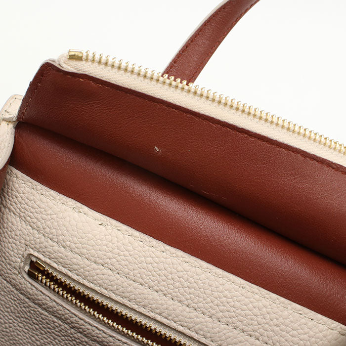 FERRAGAMO Amy Gancini Calf Leather Handbag/Shoulder Bag - Beige