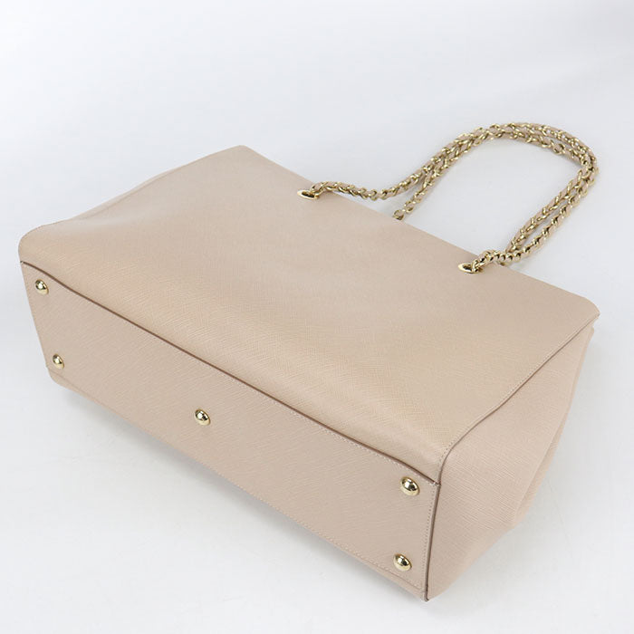 FERRAGAMO Vara Ribbon Calfskin Chain Tote Bag - Beige