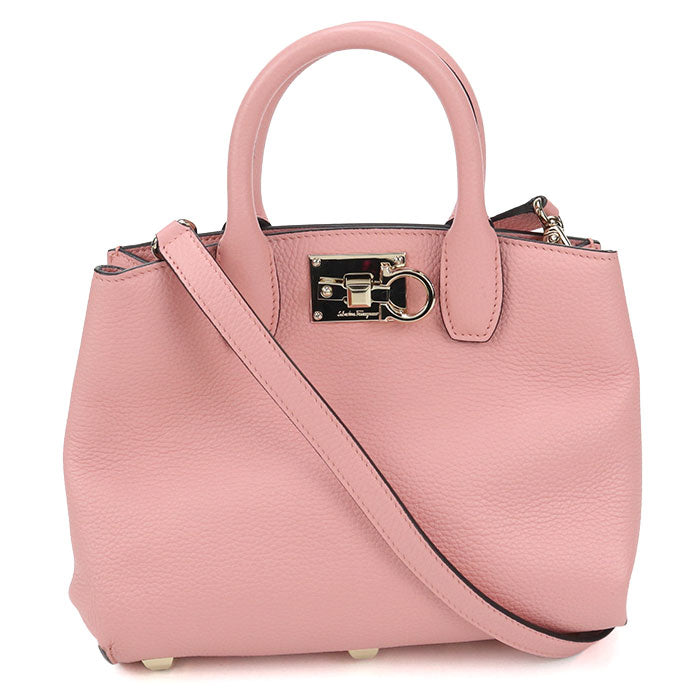 Ferragamo Gancini Studio Bag Calfskin Handbag/Shoulder Bag - Pink